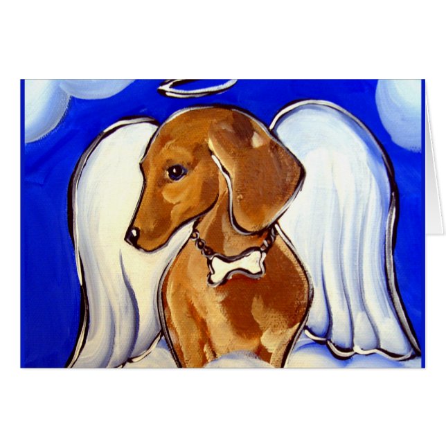 Angel Dachshund Hälsningskort (Framsidan Horizontal)