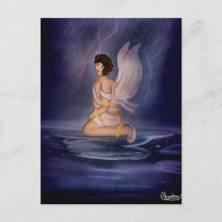 Angel dark blue wall art vykort
