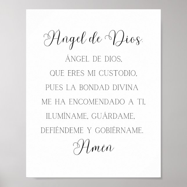 Angel de Dios Spain Prayer Poster (Framsidan)