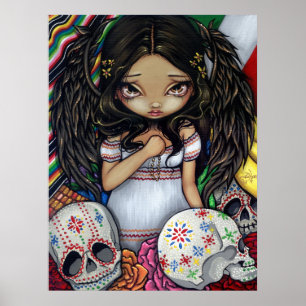 Angel de los Muertos Art Print day of the dead Poster