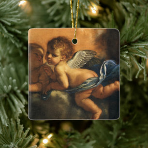 Ängel detalj, Modena beskyddare helgon av Guercino Julgransprydnad Keramik