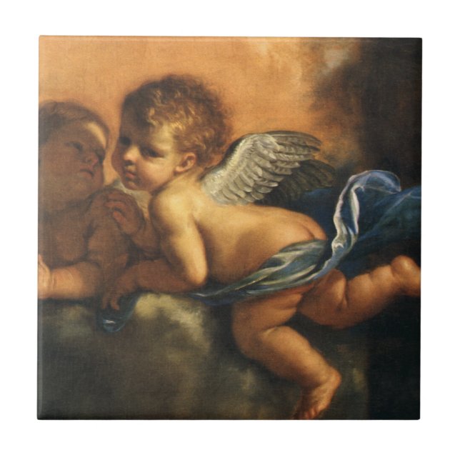 Ängel detalj, Modena beskyddare helgon av Guercino Kakelplatta (Framsidan)