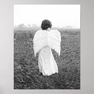 Angel Elegant Black and White Photo Art Poster