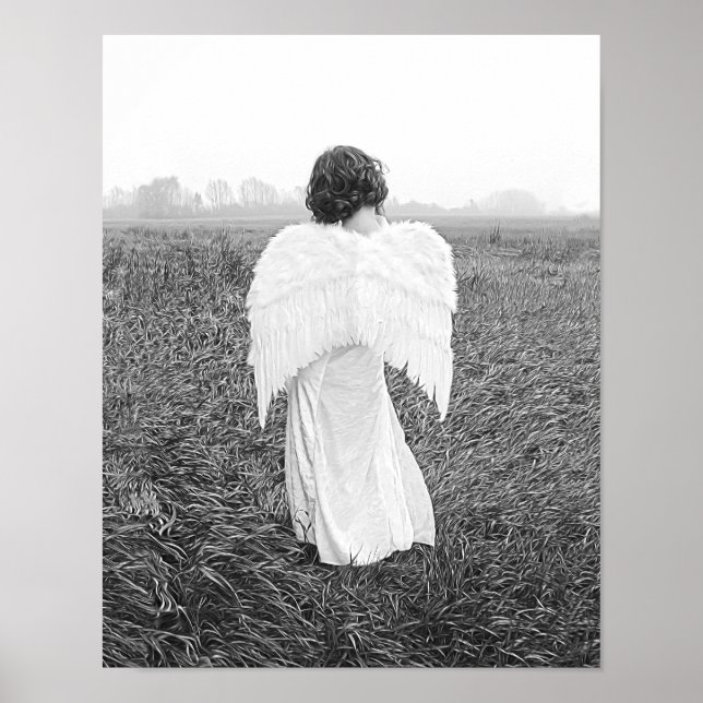 Angel Elegant Black and White Photo Art Poster (Framsidan)