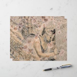 Angel Elegant Boho Blommigt Antique Sepia