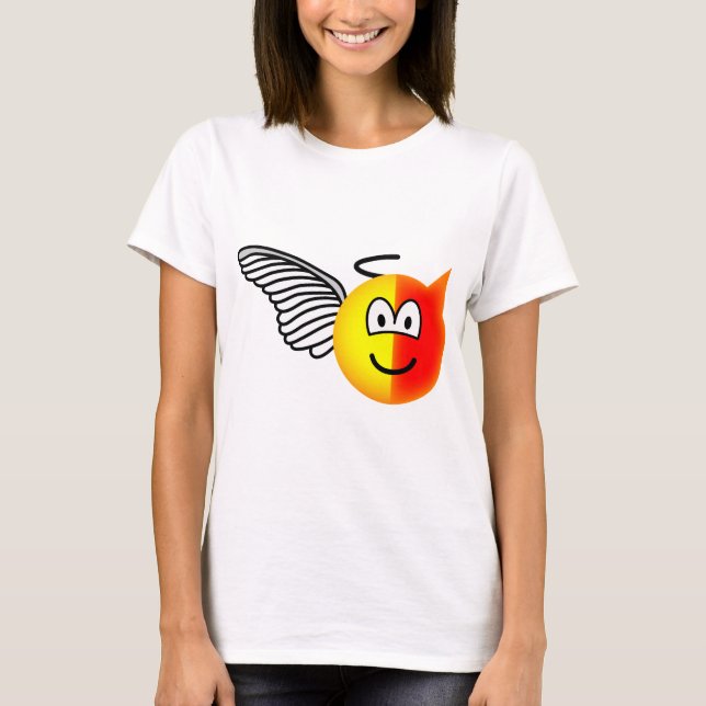 Ängel- eller djävulenemoticon t shirt (Framsida)