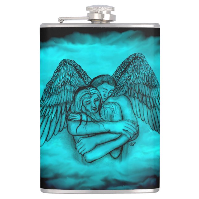 Angel Eros i Kärlek, svart och grönt Fickplunta (Framsidan)