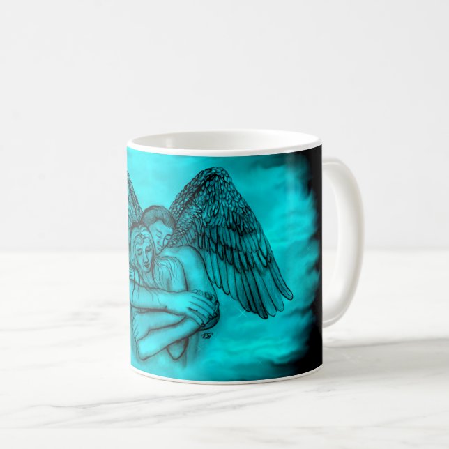 Angel Eros i Kärlek, svart och grönt Kaffemugg (Framsida höger)