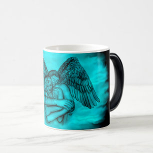 Angel Eros i Kärlek, svart och grönt Magisk Mugg