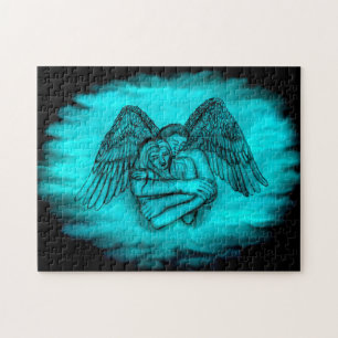 Angel Eros i Kärlek, svart och grönt Pussel