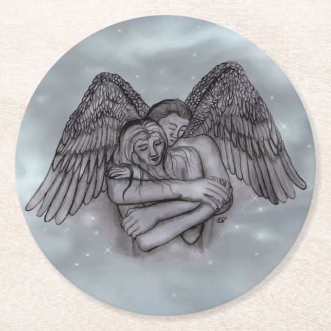 Angel Eros i Kärlek Underlägg Papper Rund (Framsidan)