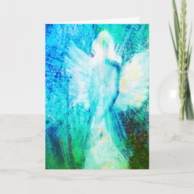 Angel Etheral Aqua Thinking You Greeting Card Kort (Framsida)