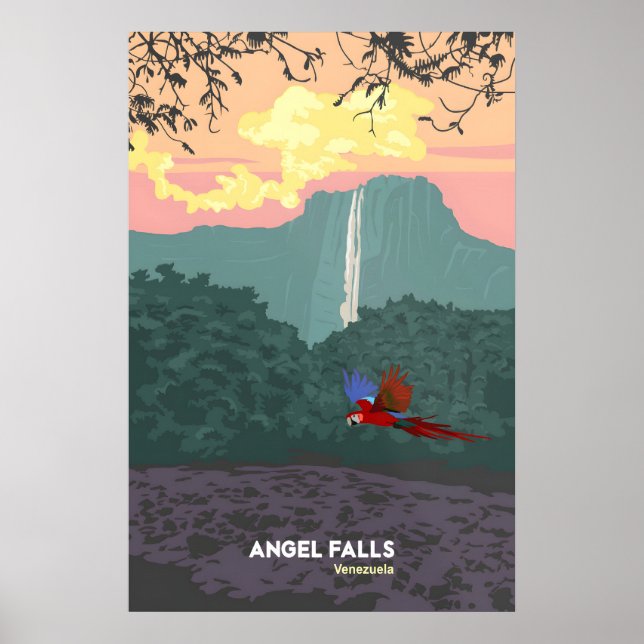Angel Falls Venezuela Resemålningaffisch Poster (Framsidan)