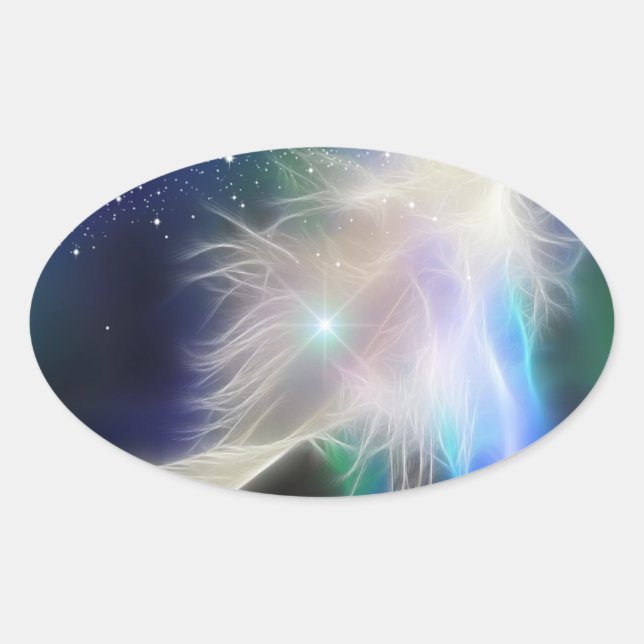 Angel Feather och Stars Ovalt Klistermärke (Framsida)