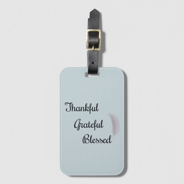 Angel Feather Thankful, tacksam, blått Bagagebricka (Framsida vertikal)