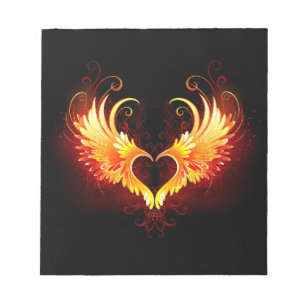 Angel Fire Heart med Vingar Anteckningsblock