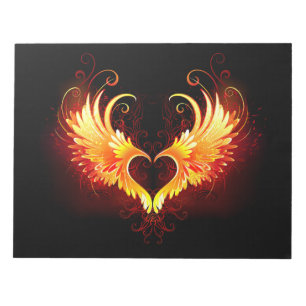 Angel Fire Heart med Vingar Anteckningsblock