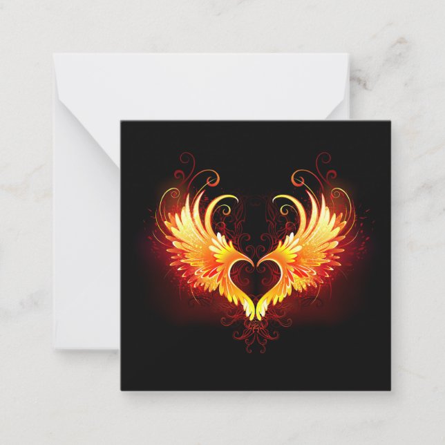 Angel Fire Heart med Vingar Anteckningskort (Framsida)