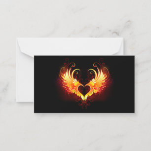 Angel Fire Heart med Vingar Anteckningskort