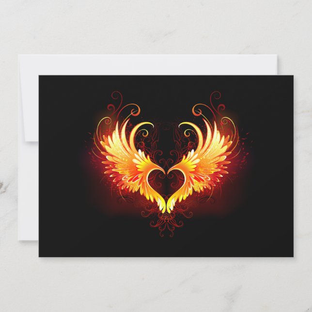 Angel Fire Heart med Vingar Anteckningskort (Framsida)