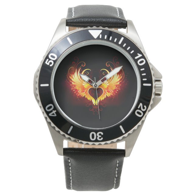 Angel Fire Heart med Vingar Armbandsur (Framsida)