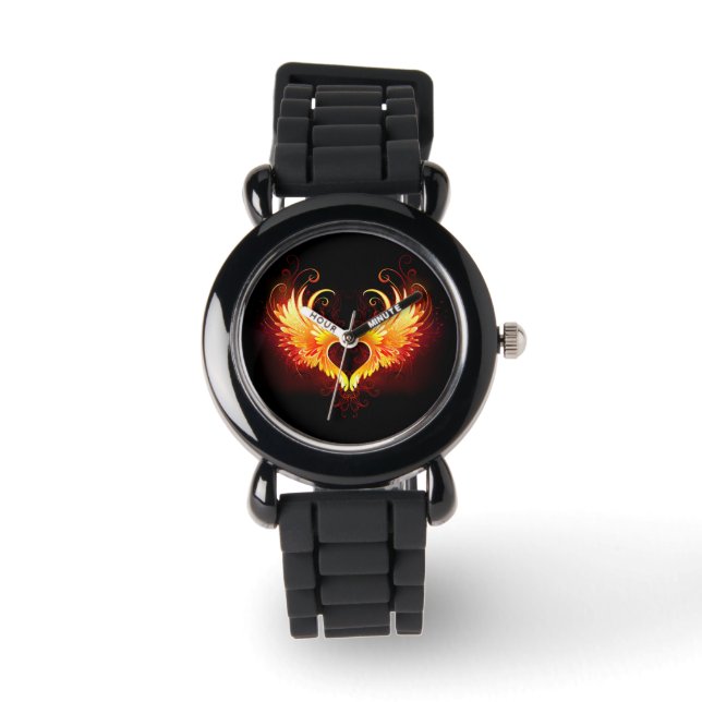 Angel Fire Heart med Vingar Armbandsur (Framsida)