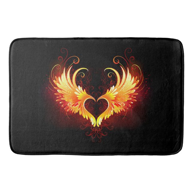 Angel Fire Heart med Vingar Badrumsmatta (Framsidan)