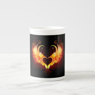 Angel Fire Heart med Vingar Benporslin Mugg