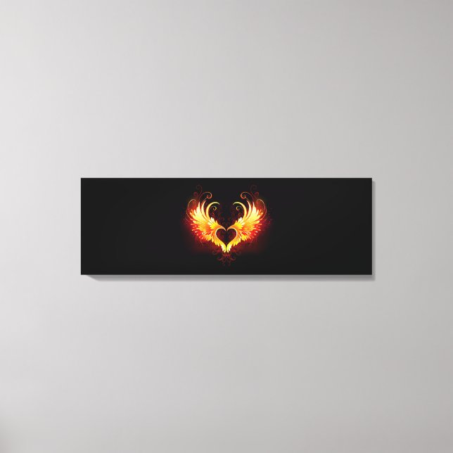 Angel Fire Heart med Vingar Canvastryck (Framsida)