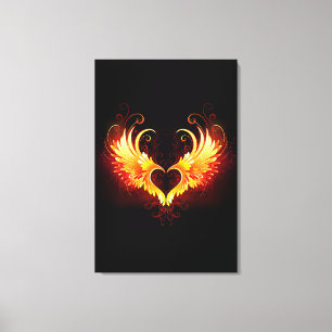 Angel Fire Heart med Vingar Canvastryck