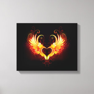 Angel Fire Heart med Vingar Canvastryck
