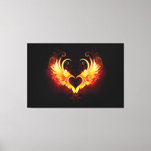 Angel Fire Heart med Vingar Canvastryck