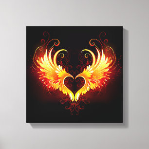 Angel Fire Heart med Vingar Canvastryck