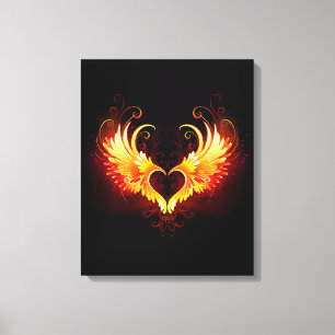 Angel Fire Heart med Vingar Canvastryck