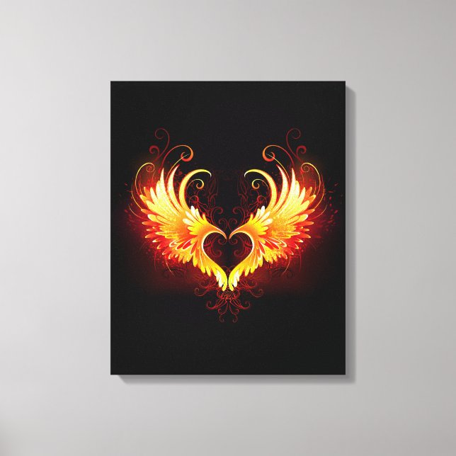 Angel Fire Heart med Vingar Canvastryck (Framsida)