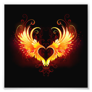 Angel Fire Heart med Vingar Fototryck