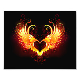 Angel Fire Heart med Vingar Fototryck