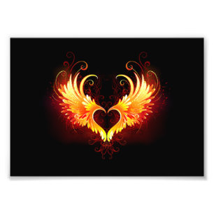 Angel Fire Heart med Vingar Fototryck