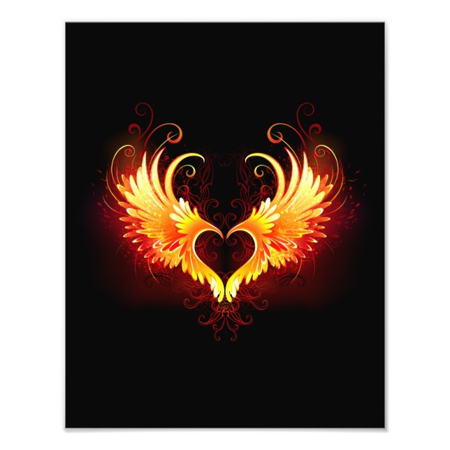 Angel Fire Heart med Vingar Fototryck (Framsidan)