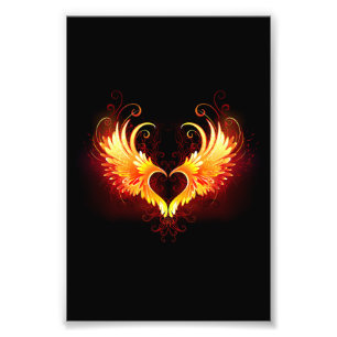 Angel Fire Heart med Vingar Fototryck