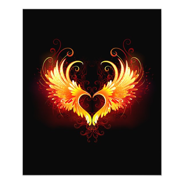 Angel Fire Heart med Vingar Fototryck (Framsidan)