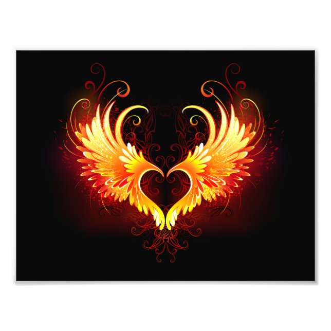 Angel Fire Heart med Vingar Fototryck (Framsidan)
