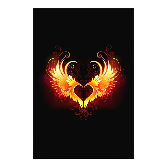 Angel Fire Heart med Vingar Fototryck (Framsidan)