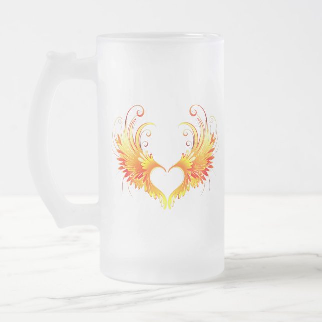 Angel Fire Heart med Vingar Frostat Ölglas (Vänster)