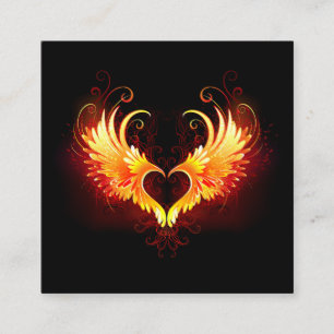 Angel Fire Heart med Vingar Fyrkantigt Visitkort