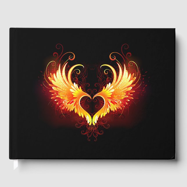 Angel Fire Heart med Vingar Gästböcker (Framsida)