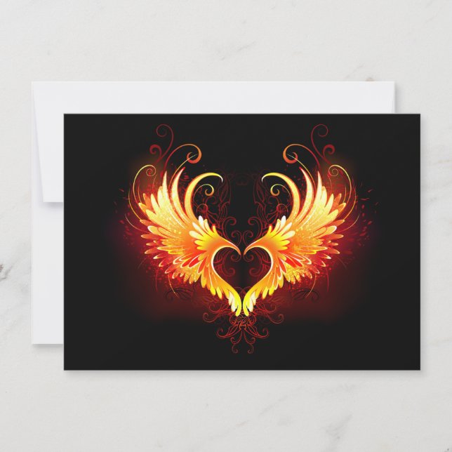 Angel Fire Heart med Vingar Inbjudningar (Framsida)