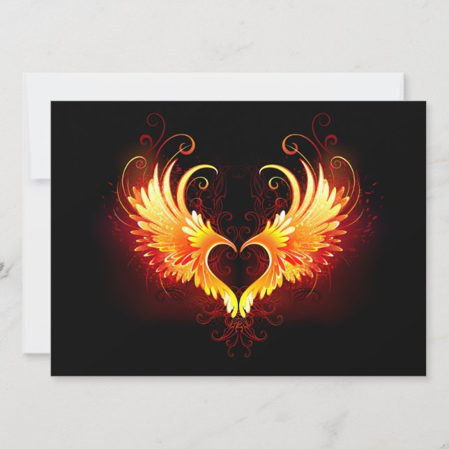 Angel Fire Heart med Vingar Inbjudningar (Framsida)