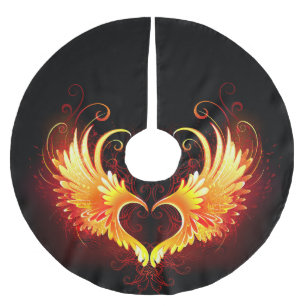 Angel Fire Heart med Vingar Julgransmatta Borstad Polyester