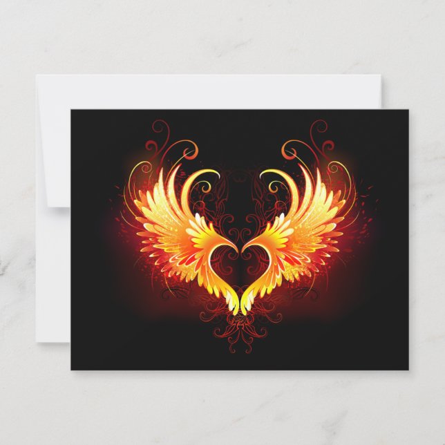 Angel Fire Heart med Vingar Julkort (Framsida)